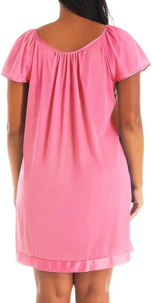 Exquisite Form 30109 Women's Nylon Tricot Flutter Sleeve Short Knee Length Nightgown