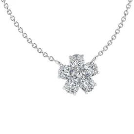 Five Petal Diamond Flower Necklace