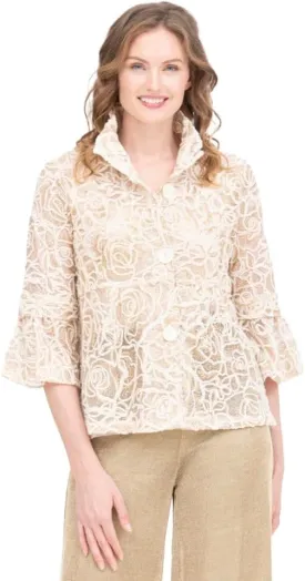 Floral Chenille & Sequin Peplum Jacket - 2411