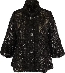Floral Chenille & Sequin Peplum Jacket - 2411