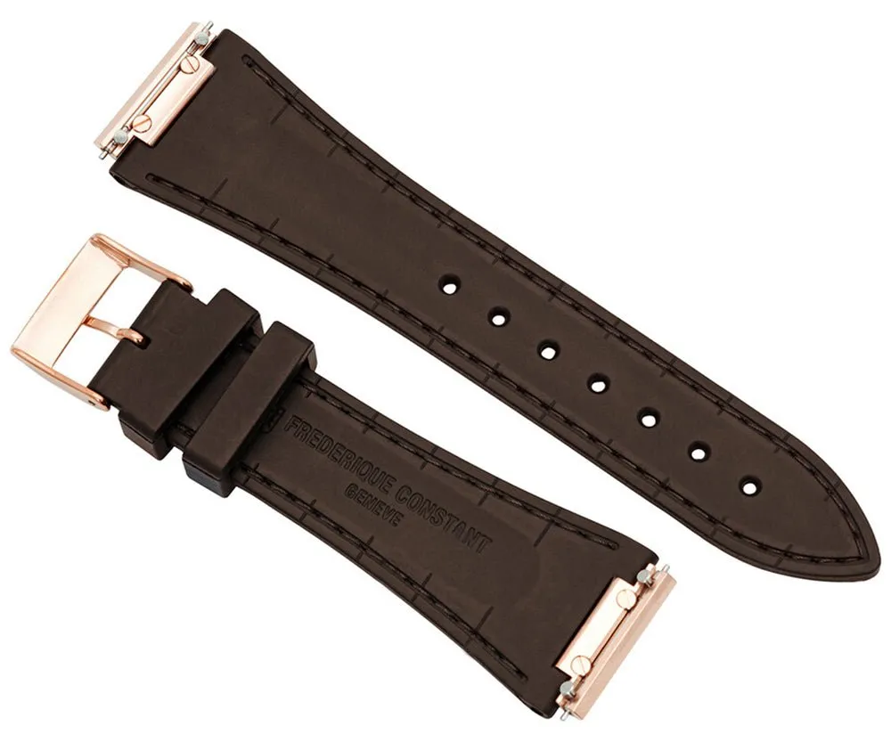 Frederique Constant Highlife Automatic Chronograph Two-Tone Stainless Steel Silver Dial Interchangeable Brown Rubber Strap Date Mens Watch FC-391V4NH2B