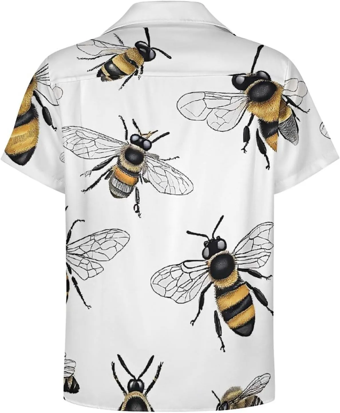 Funny Bees Print Cuban Collar Shirt Classic Design for Comfort and Style