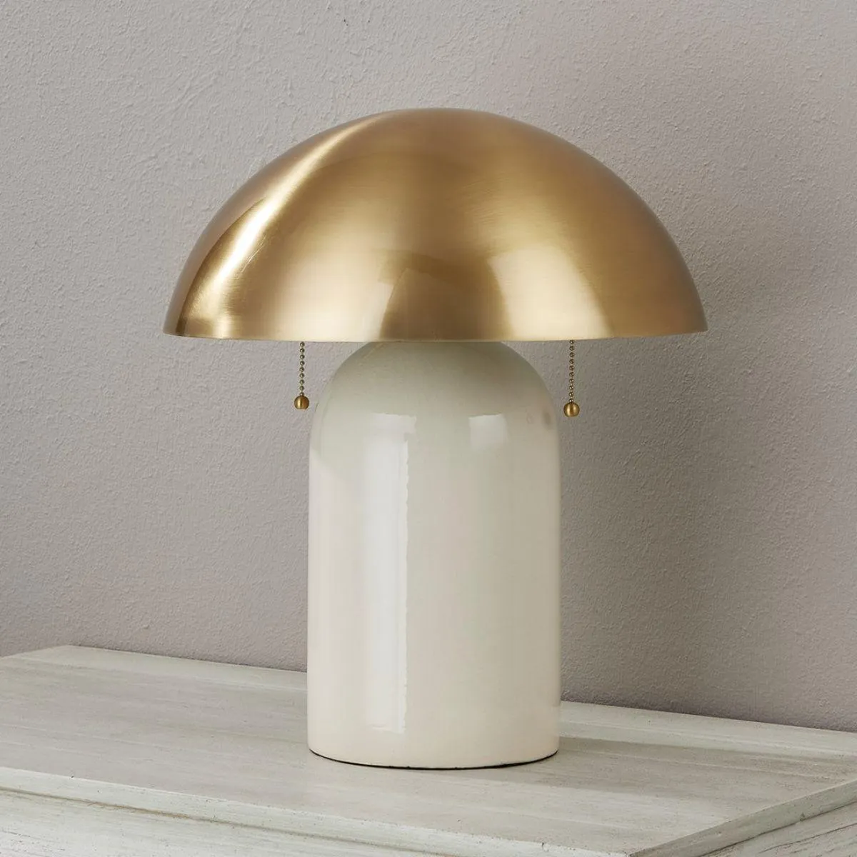 Gaia 2 Lights Table Lamp Ceramic Ivory Crackle with Aged Brass Accents