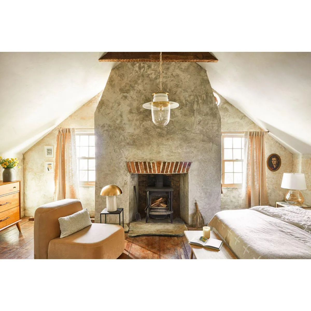 Gaia 2 Lights Table Lamp Ceramic Ivory Crackle with Aged Brass Accents