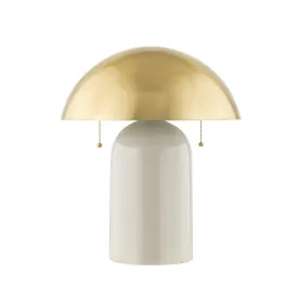 Gaia 2 Lights Table Lamp Ceramic Ivory Crackle with Aged Brass Accents