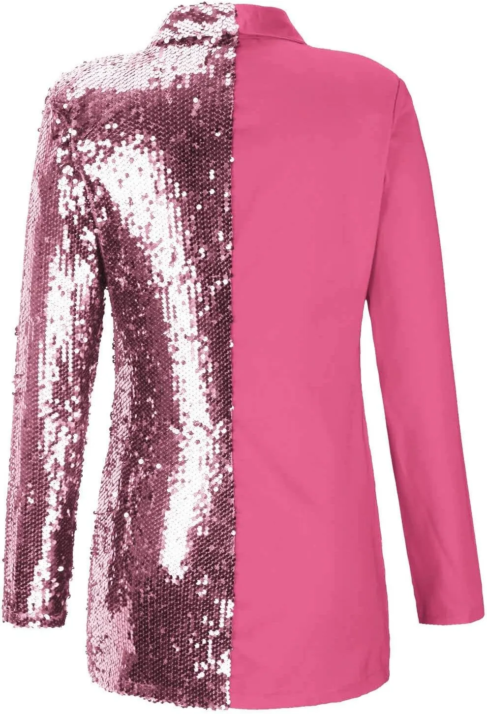 HGps8w Double Breasted Sequins Blazer Dress for Women Sexy Colorblock Long Blazers Jackets Formal Evening Party Club Outfit