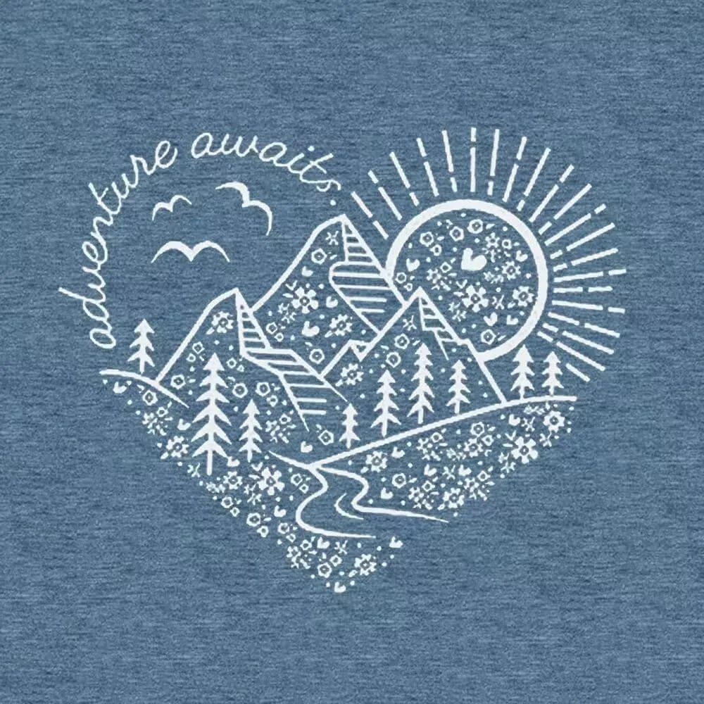 Hike Mountain Camping T Shirt for Women Adventure Awaits Nature Travel Short Sleeve Pine Tree Kindness Heart Printed Top