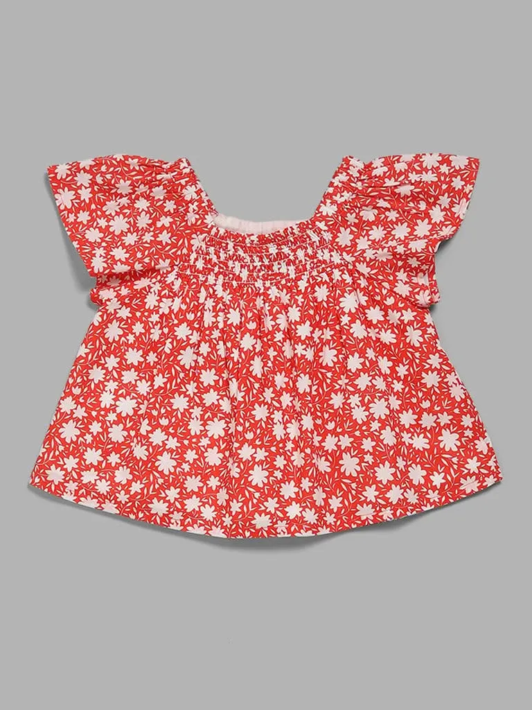 HOP Kids Red Ditsy Floral Top
