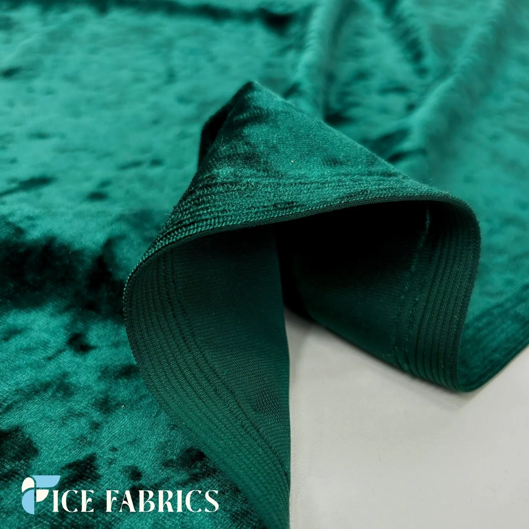 Hunter Green Stretch Crushed Velvet Fabric