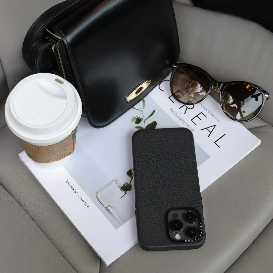 iPhone 12 Pro Max Black Genuine Leather Phone Case