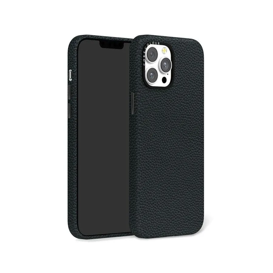 iPhone 12 Pro Max Black Genuine Leather Phone Case