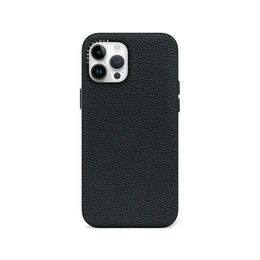 iPhone 12 Pro Max Black Genuine Leather Phone Case