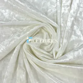 Ivory Stretch Crushed Velvet Fabric