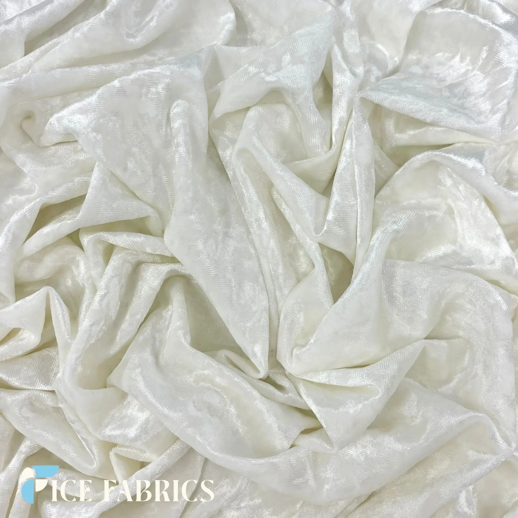 Ivory Stretch Crushed Velvet Fabric