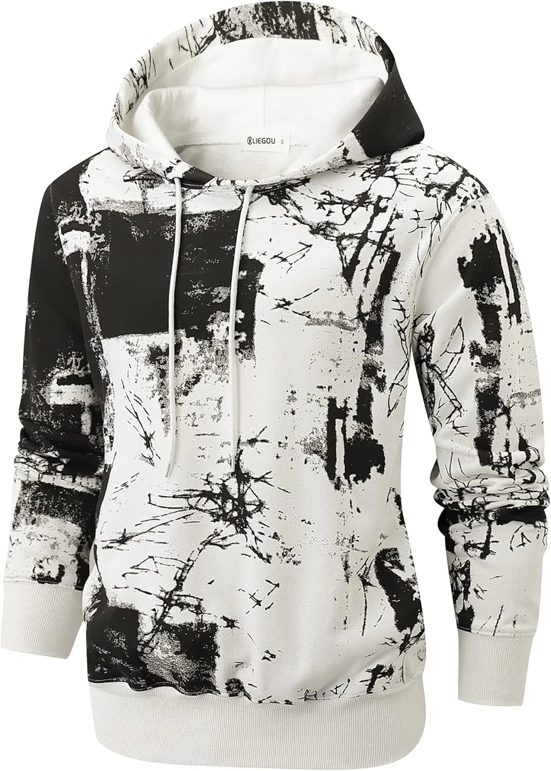 KLIEGOU Mens Tie-Dye Pullover Hooded Sweatshirt