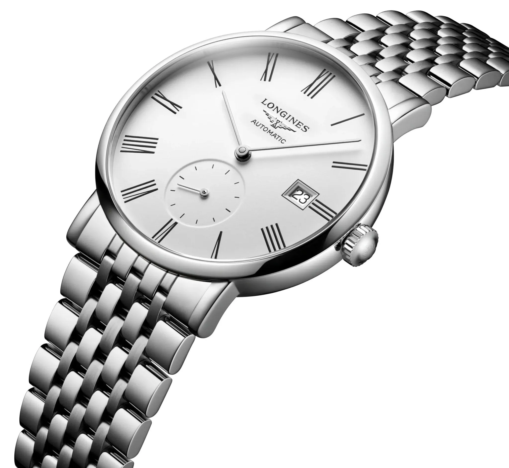 Longines Elegant Automatic Stainless Steel White Dial Date Unisex Watch L4.812.4.11.6