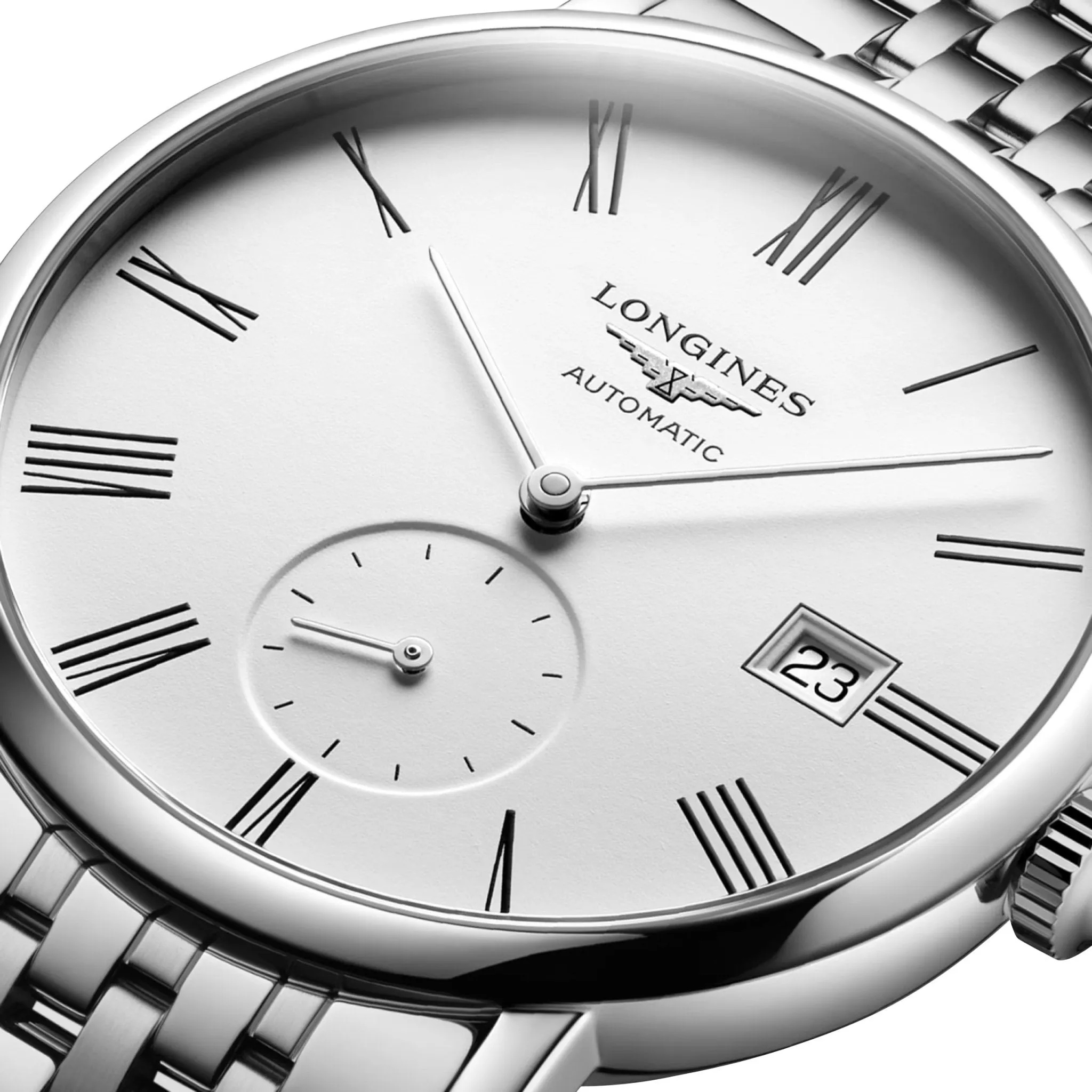 Longines Elegant Automatic Stainless Steel White Dial Date Unisex Watch L4.812.4.11.6