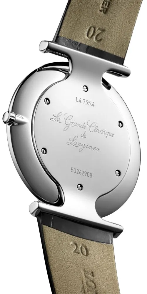Longines La Grande Classique Midsize 36mm Quartz Silver Dial Black Leather Mens Watch L4.755.4.71.2