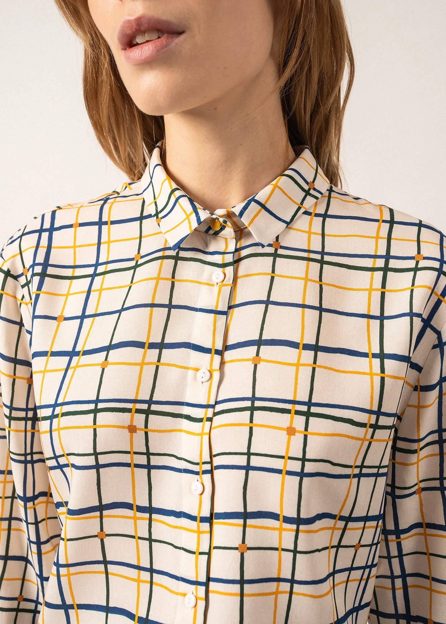 Malaury long sleeve blouse - in viscose voile (CARREAUX ESCAPADE)