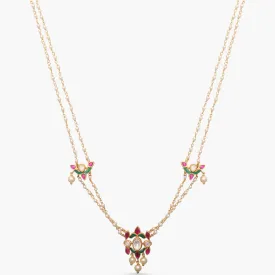 Malini Gold Plated Jadau and Pearl Chain Short Necklace