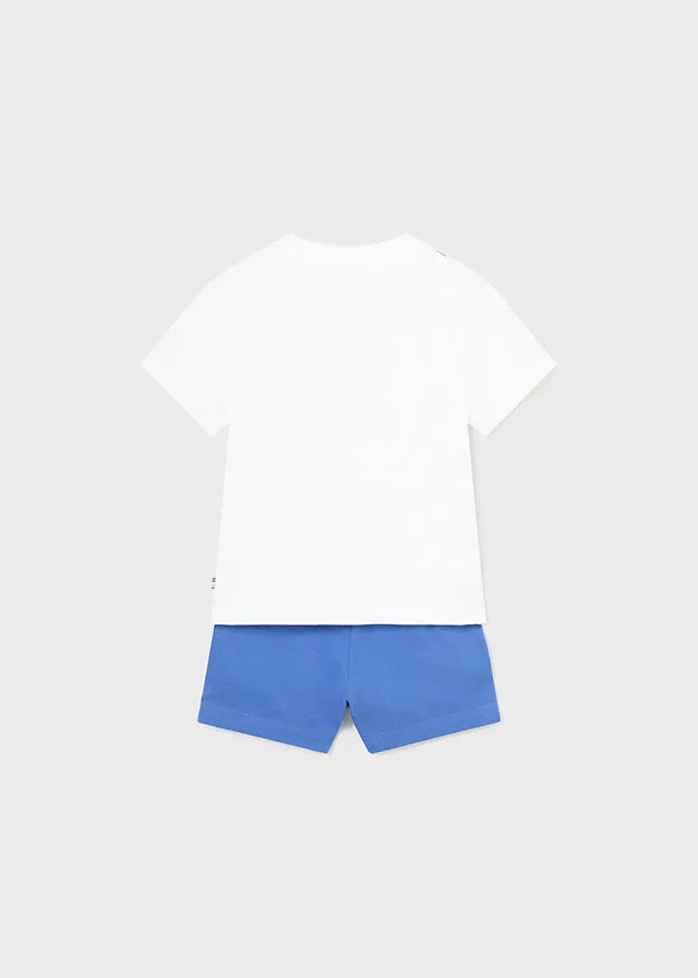 Mayoral 1657 032 - Off-white Blue Short Set