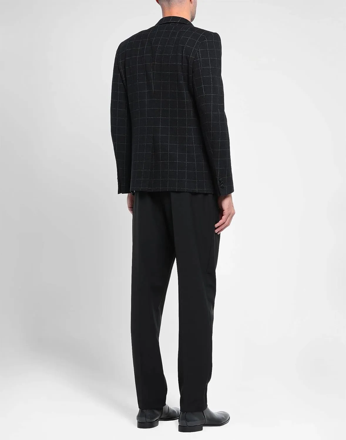 Men's Checked Blazer Double Breasted Buttons Peak Lapel for Leisure/Dinner