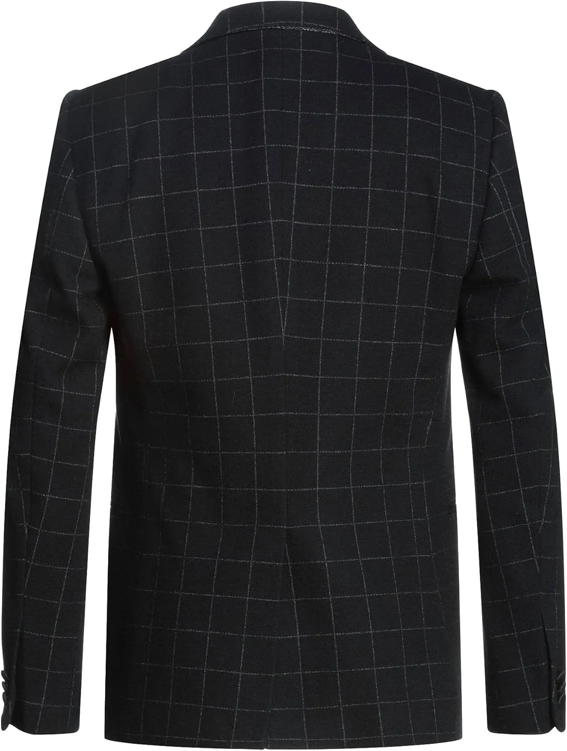 Men's Checked Blazer Double Breasted Buttons Peak Lapel for Leisure/Dinner