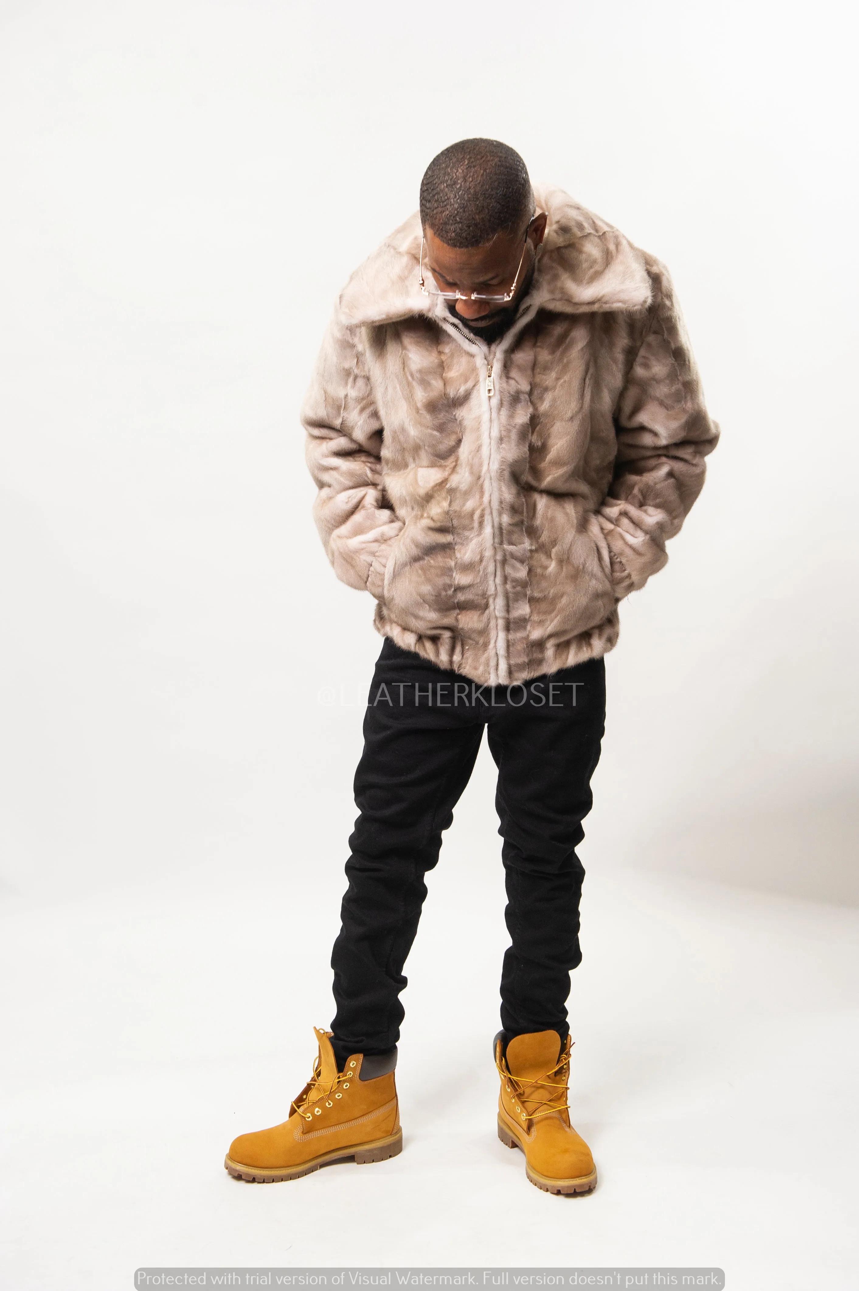 Men's Mink Bomber Jacket [Iris]