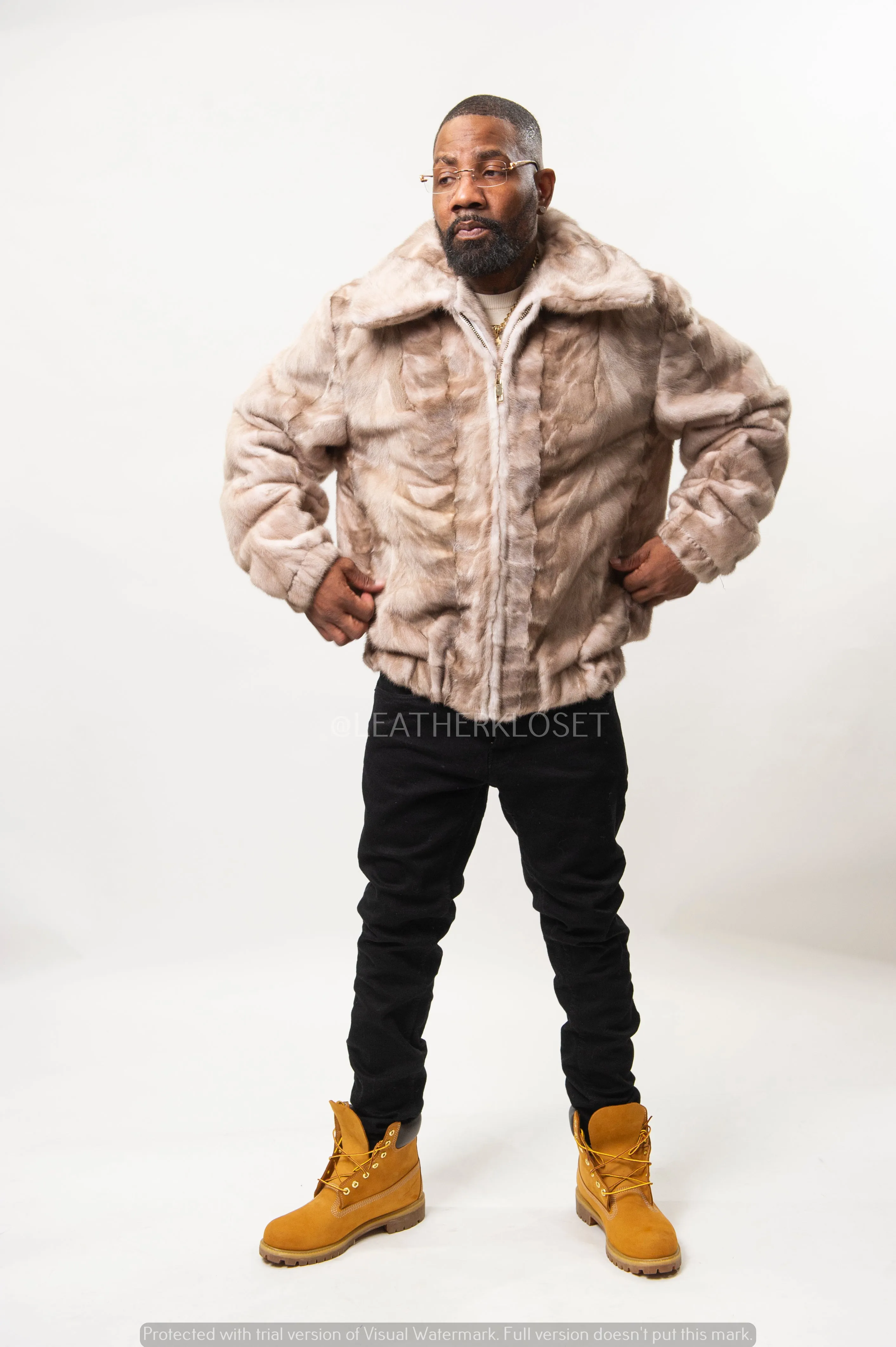 Men's Mink Bomber Jacket [Iris]