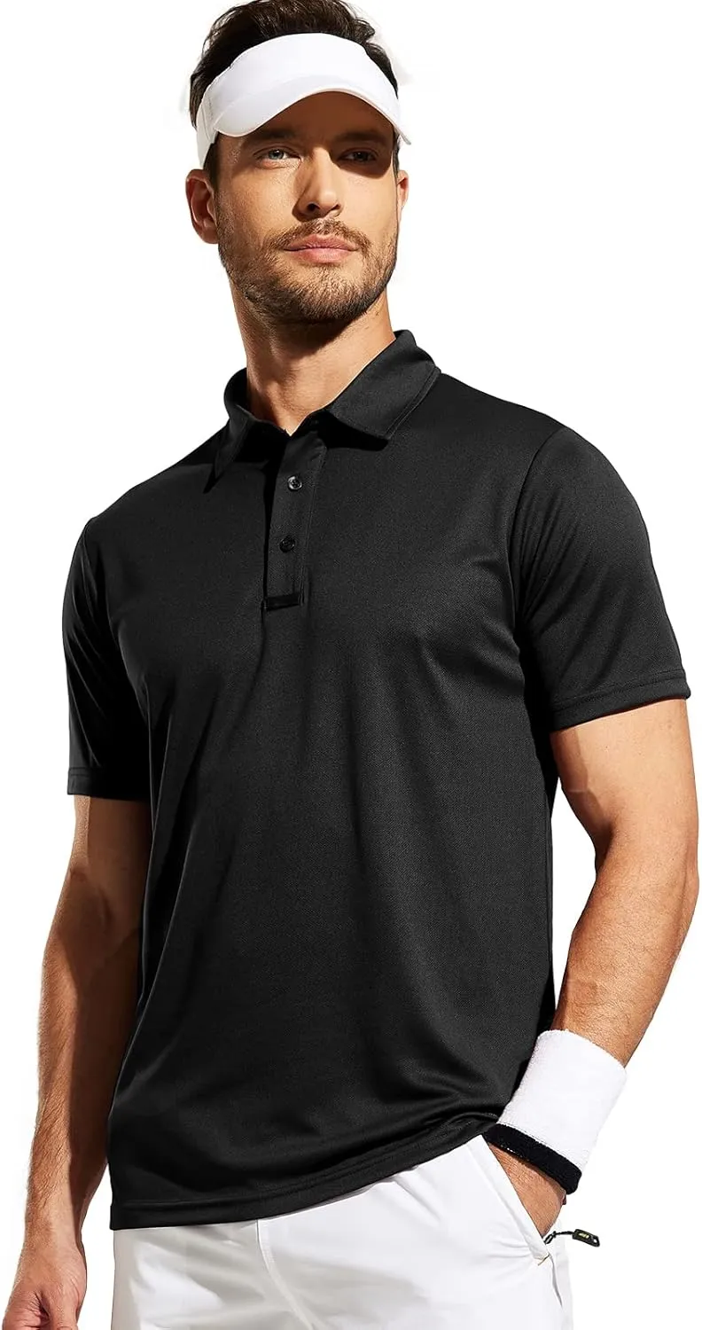 MIER Men's Quick Dry Polo Shirts Polyester Casual Collared Tennis Shirts, Moisture-Wicking, Short Sleeve