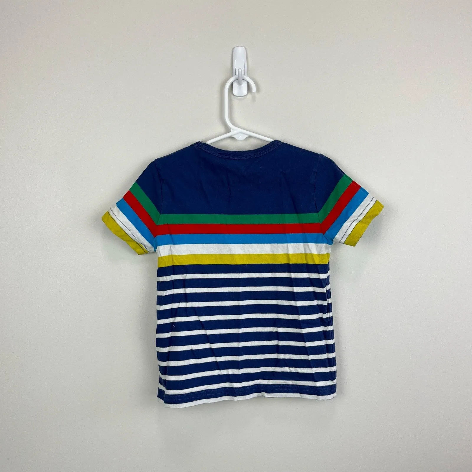 Mini Boden Breton T-Shirt Starboard Blue Rainbow 4-5
