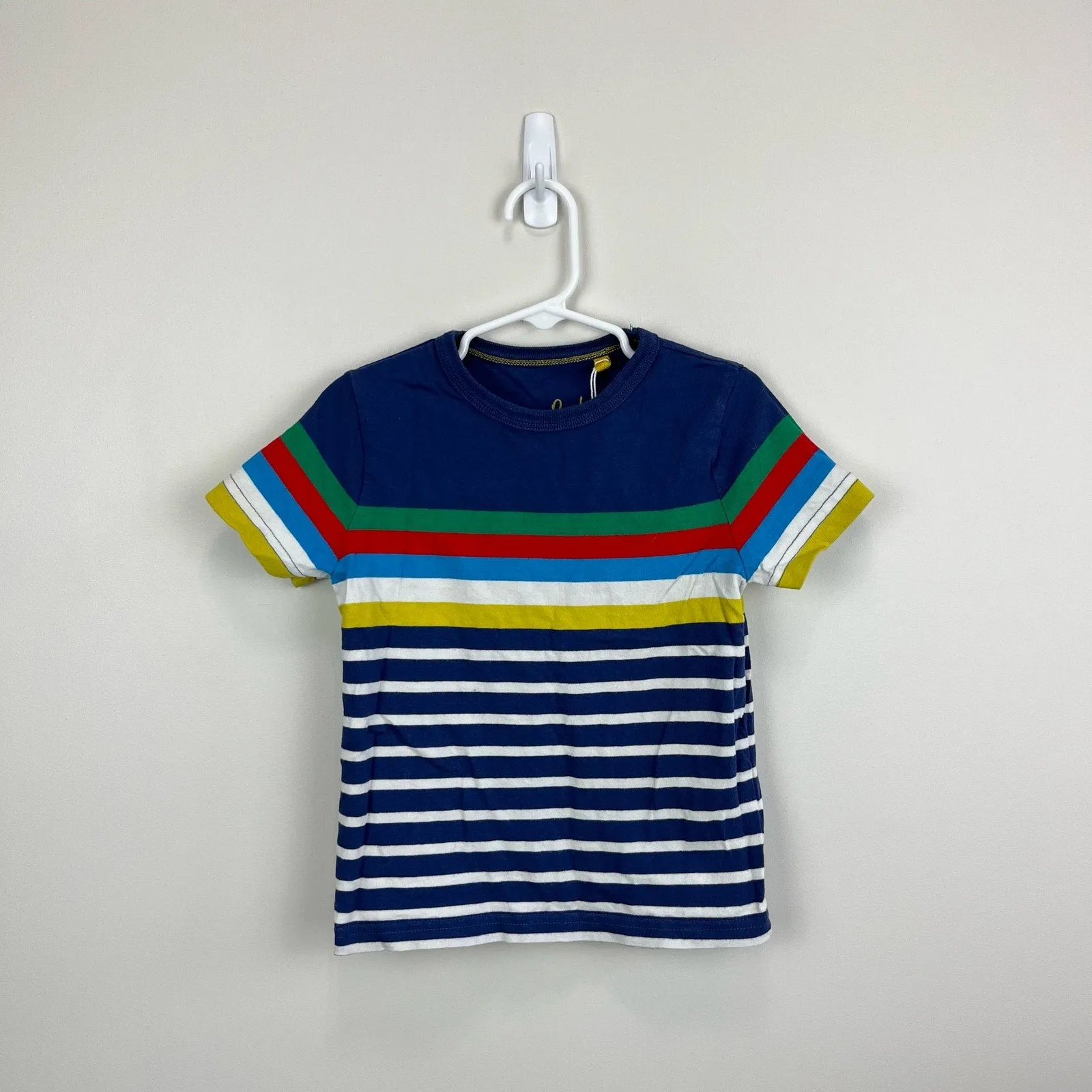 Mini Boden Breton T-Shirt Starboard Blue Rainbow 4-5