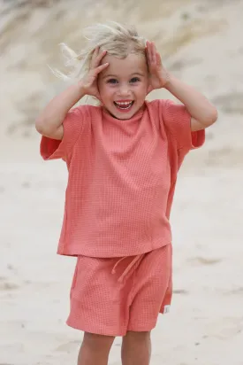 Mini Waffle Tee (Dusty Rose)
