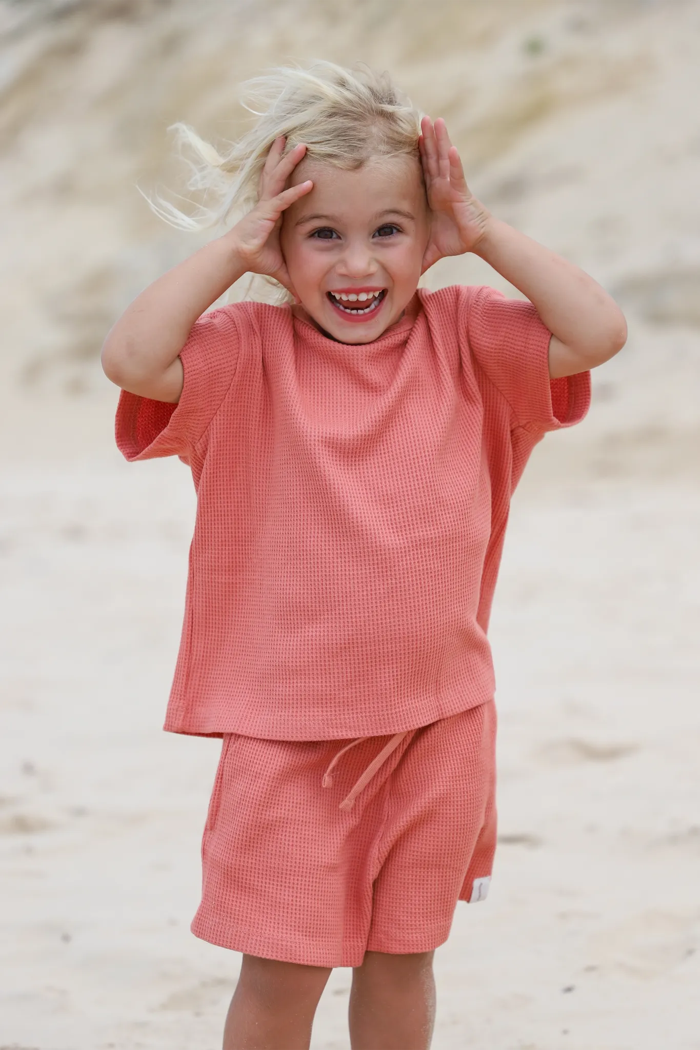 Mini Waffle Tee (Dusty Rose)