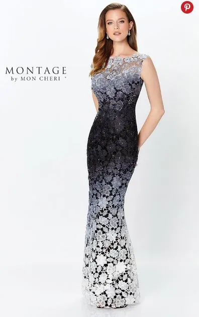 Montage 119958 Sleeveless Ombre Venise Lace Flare Gown