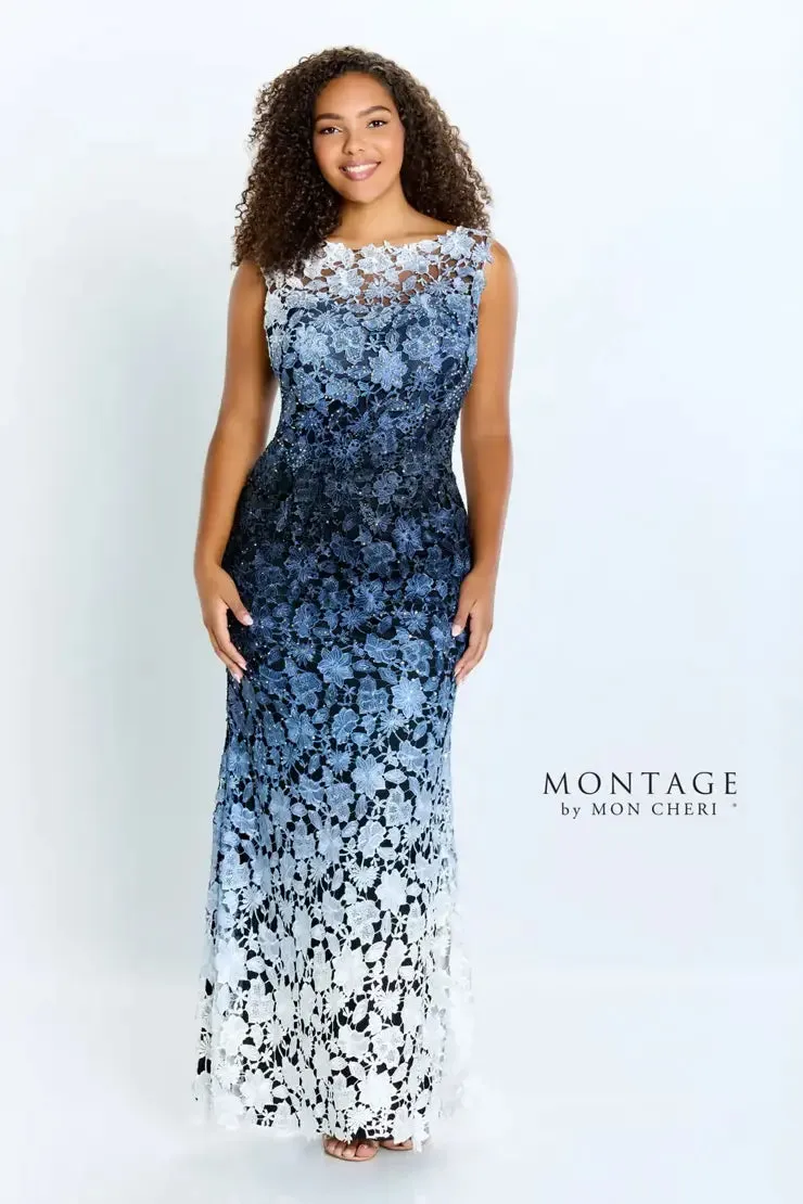 Montage 119958 Sleeveless Ombre Venise Lace Flare Gown