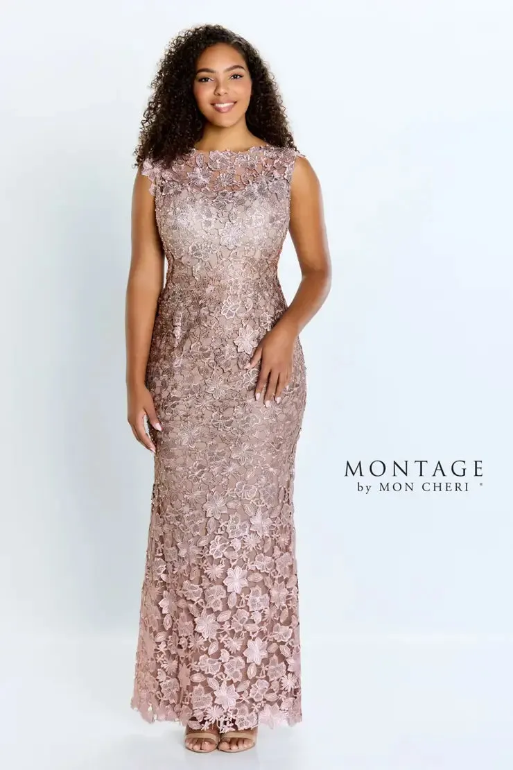 Montage 119958 Sleeveless Ombre Venise Lace Flare Gown