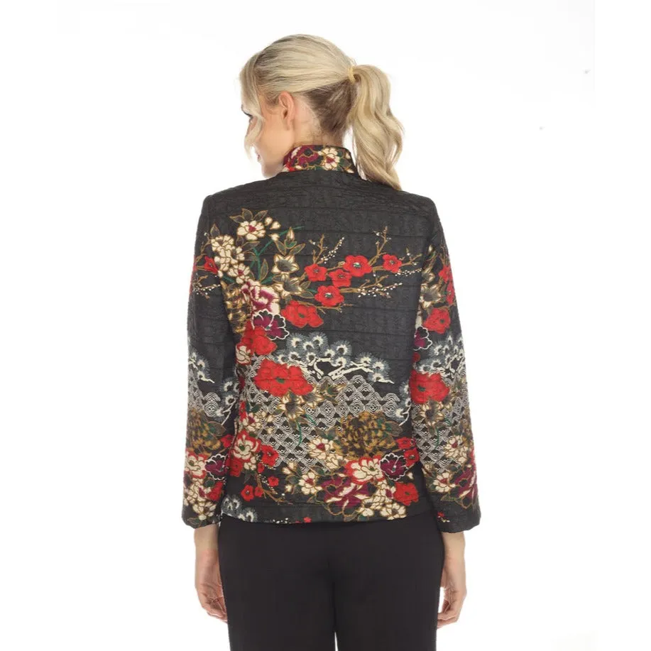 Moonlight Floral-Print Short Jacket in Red Multi - 3809