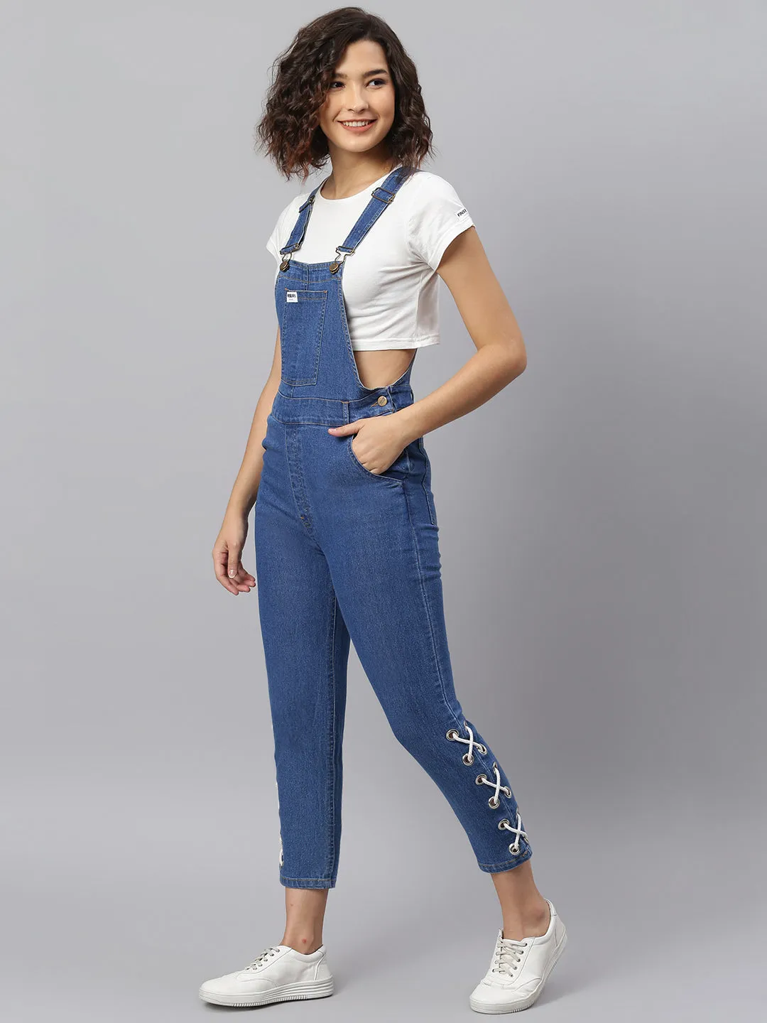 NaughtyDungaree® Womens Denim Dungaree with Bottom Eyelets
