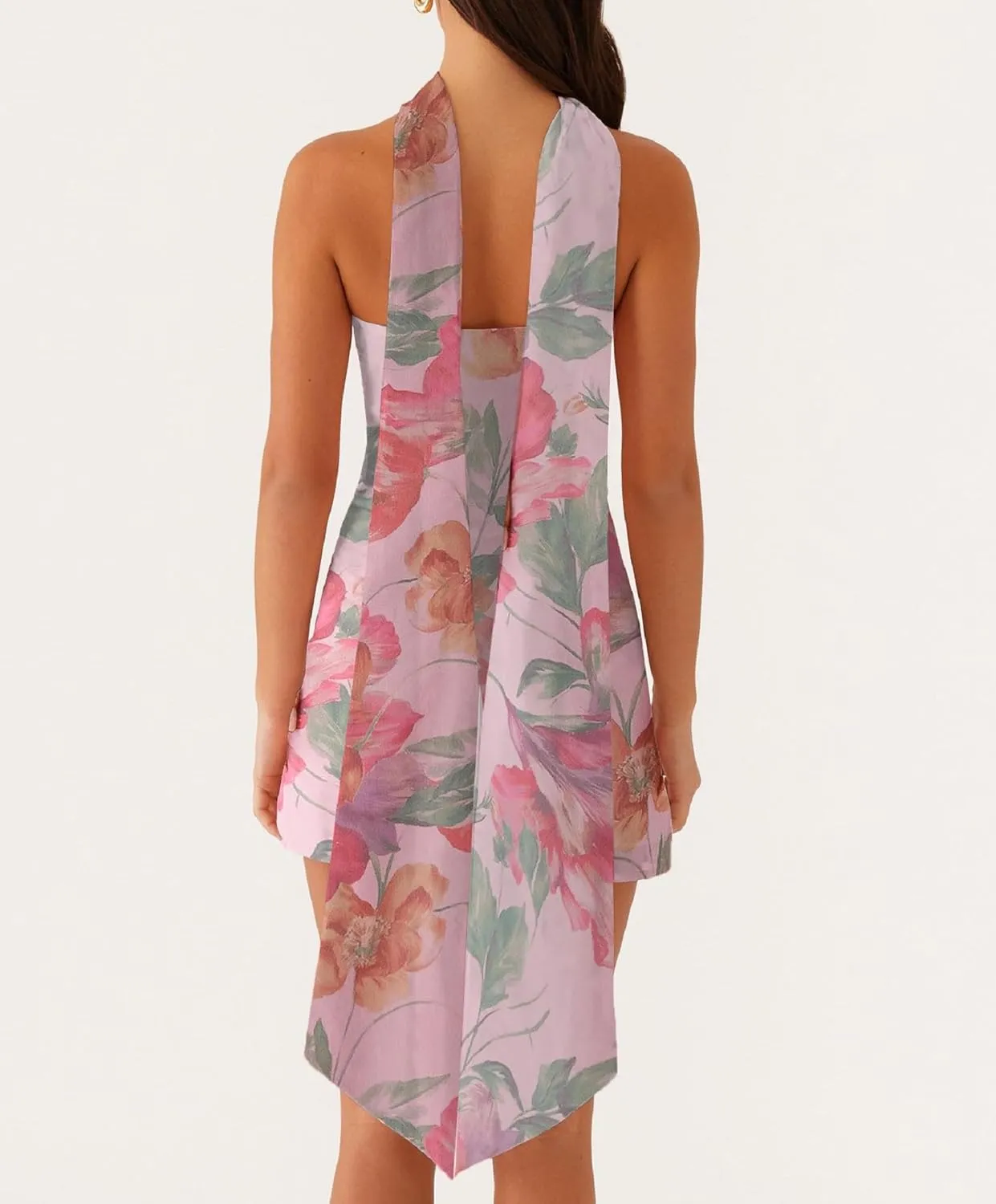 NUFIWI Sexy Floral Strapless Tube Mini Dress Y2K Slim Fit Backless Short Bandeau Dress Going Out Night Party Vocation Dresses