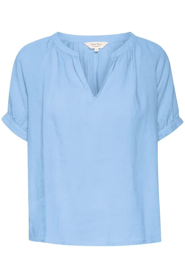 PART TWO POPSY LINEN BLOUSE DUSK BLUE