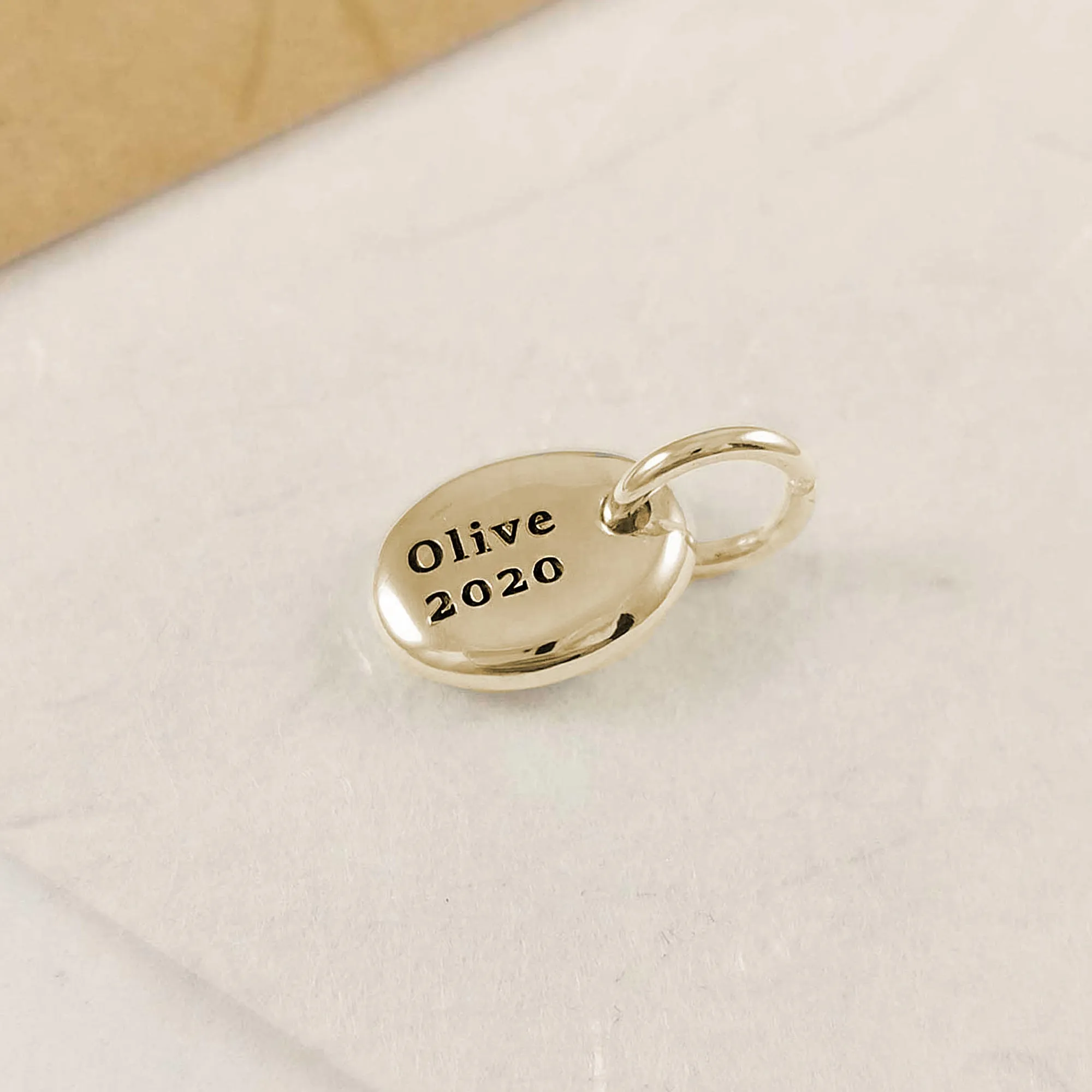 Pebble Personalised Solid Gold Charm