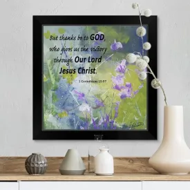 "1 Corinthians 1557 Floral" Black Framed Print