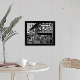 "1940's October 1947 Dodger Baseball Fans Pour Into Main Entrance Ebbets Field" Black Framed Print