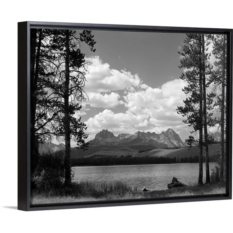 "1960's Little Red Fish Lake In Idaho" Black Float Frame Canvas Art