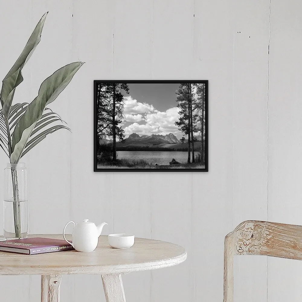 "1960's Little Red Fish Lake In Idaho" Black Float Frame Canvas Art