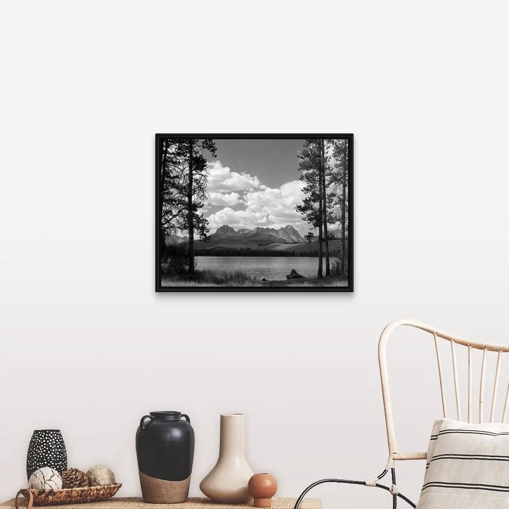 "1960's Little Red Fish Lake In Idaho" Black Float Frame Canvas Art