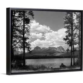 "1960's Little Red Fish Lake In Idaho" Black Float Frame Canvas Art