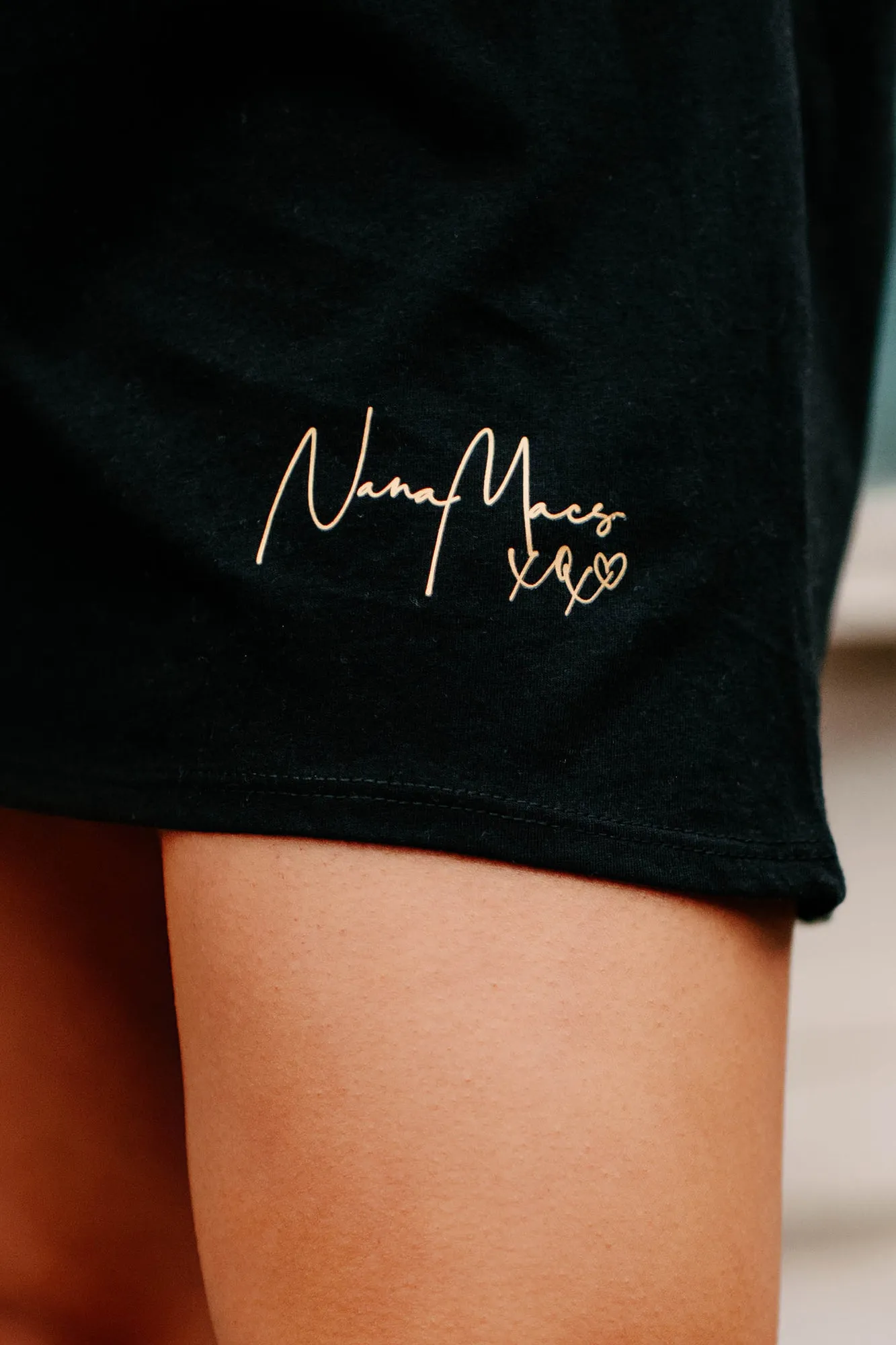 "NanaMacs XOXO" Oversized Graphic T-Shirt Dress (Black/Gold Text-Lower Front) - Print On Demand