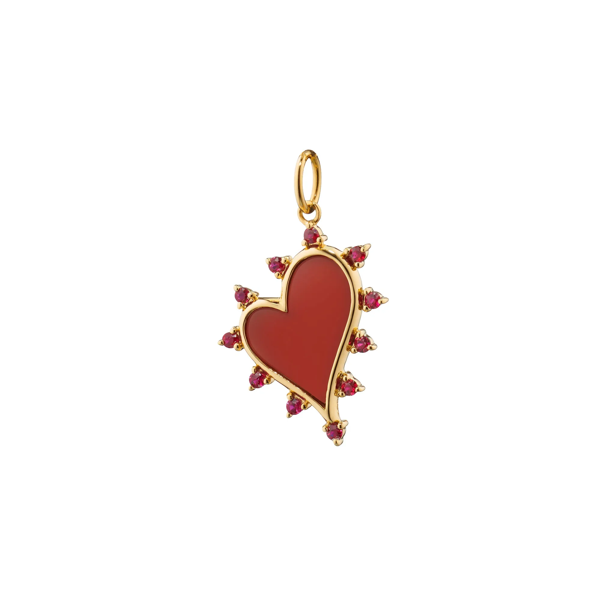 Red Carnelian Heart Necklace with Rubies